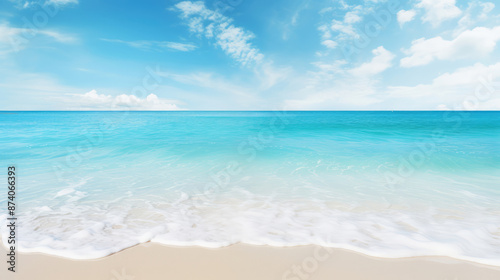 Tropical beach with turquoise water and white foam., generative ai