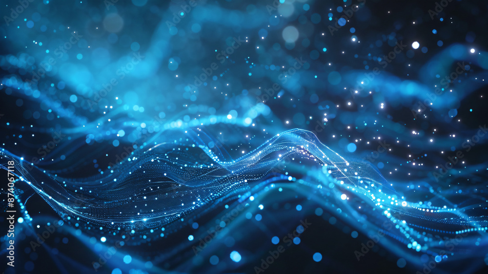 With data charts as the theme, data charts, blue tones, technological sense, lines, particles, ambient light, mysterious atmosphere With data charts as the theme, data charts, blue tones, technological sense, lines, particles, ambient light, mysterious atmosphere