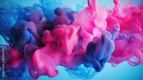Wallpaper Mural abstract colorful pink and blue dye in water on blue background., generative ai Torontodigital.ca