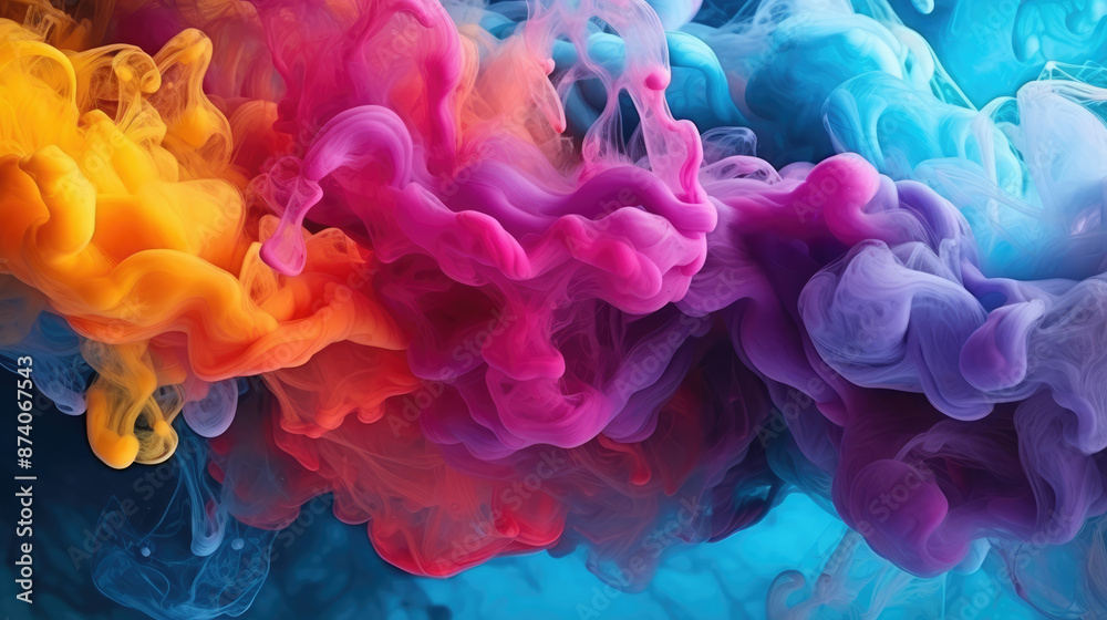 Obraz premium abstract background with colorful ink in water, computer generated abstract background, generative ai