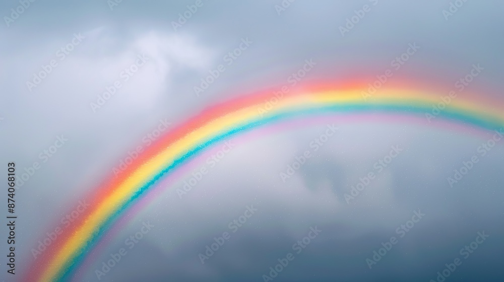 Depict positivity with a vibrant rainbow stretching across a cloudy sky after a storm, symbolizing hope and optimism. Illustration, Image, , Minimalism, Depict positivity with a vibrant rainbow stretching across a cloudy sky after a storm, symbolizing hope and optimism. Illustration, Image, , Minimalism,