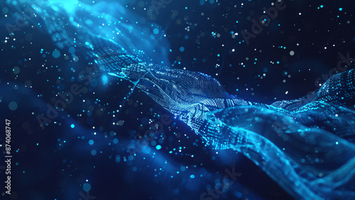 With data charts as the theme, data charts, blue tones, technological sense, lines, particles, ambient light, mysterious atmosphere