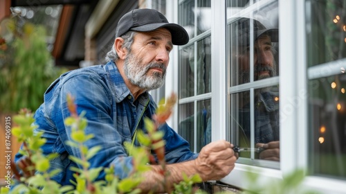 Homeowner Watching Security Professional Install Glass Break Sensors for Added Protection