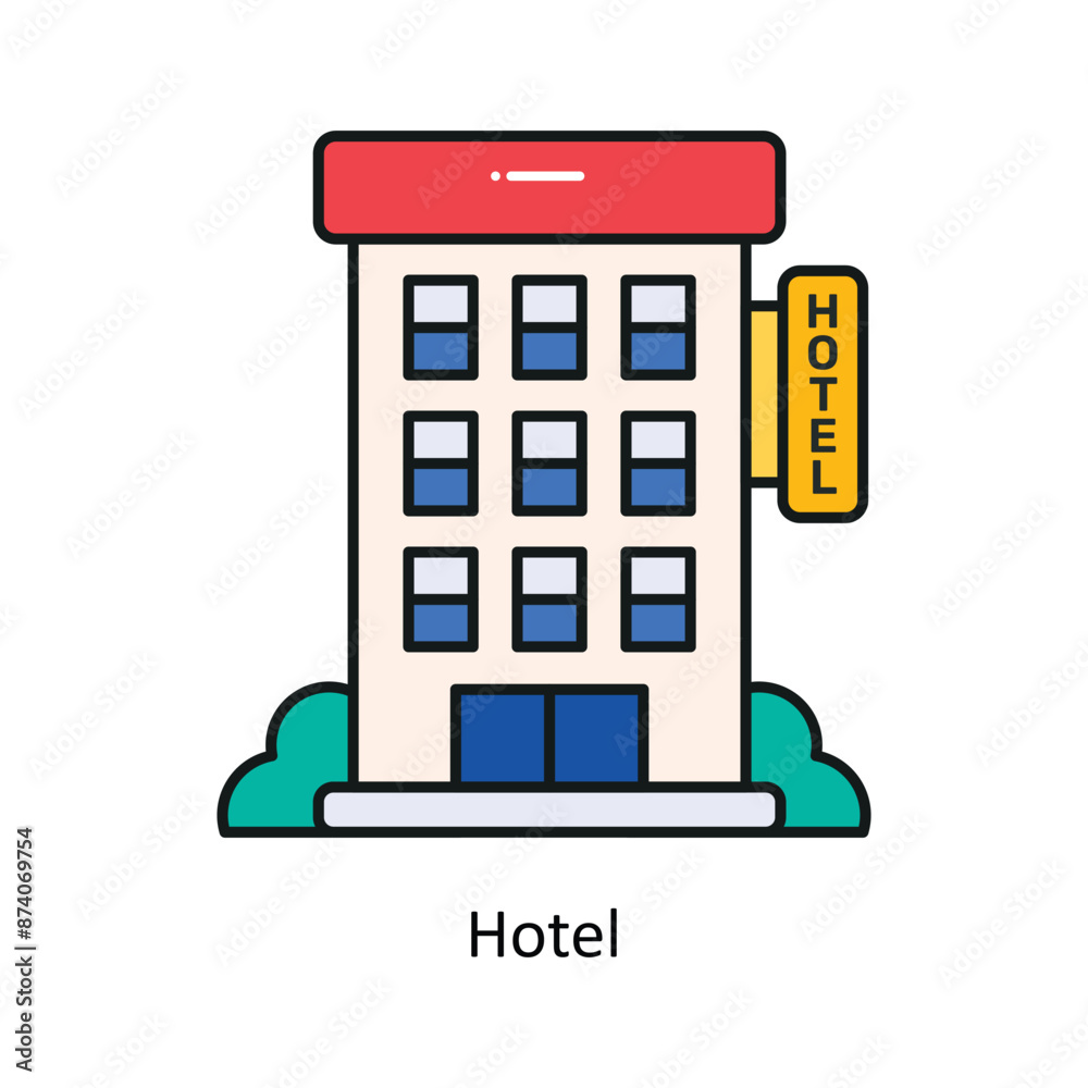 Hotel vector filled outline Design illustration. Symbol on White background EPS 10 File Hotel vector filled outline Design illustration. Symbol on White background EPS 10 File