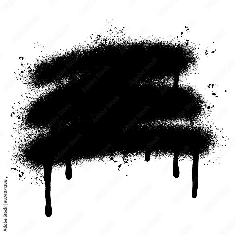 graffiti Spray painted lines Black ink splatters isolated on white background.
