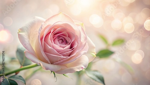 Delicate, velvety soft pink rose blooms against a blurred, creamy white backdrop, perfect for romantic holiday designs and elegant invitations.