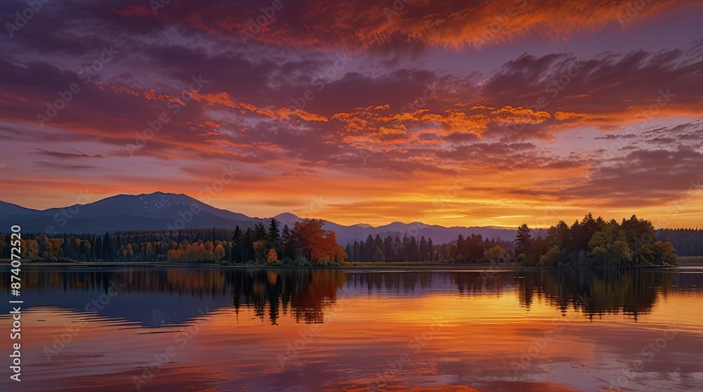 Obraz premium sunset over the river