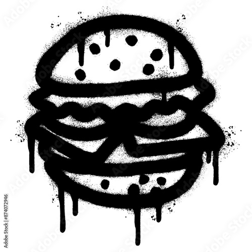 Spray Painted Graffiti burger hamburger icon isolated on white background. vector illustration.