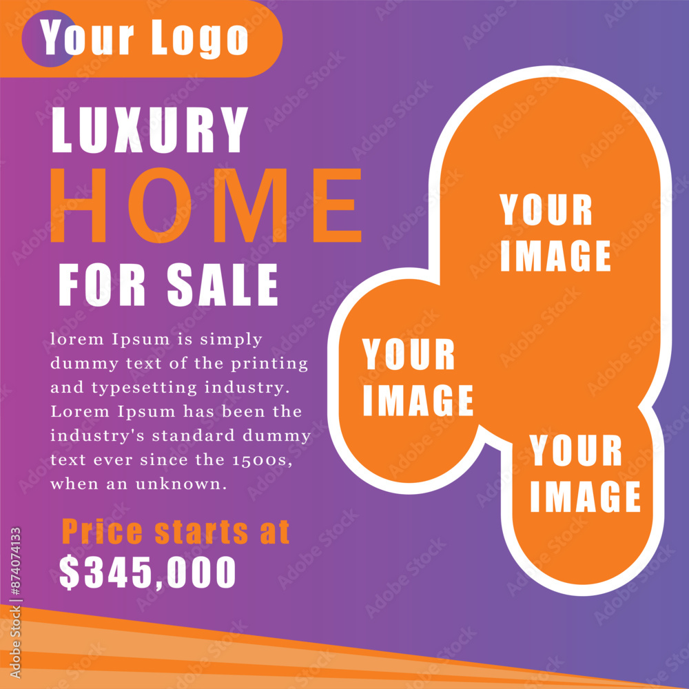 Modern flyer template for luxury home sales. Vibrant colors and sleek design make it perfect for real estate marketing. Ideal for attracting attention and promoting high-end properties effectively. Modern flyer template for luxury home sales. Vibrant colors and sleek design make it perfect for real estate marketing. Ideal for attracting attention and promoting high-end properties effectively.