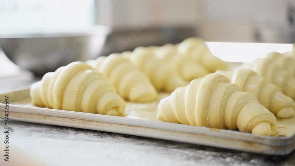 Handmade croissant dough before baking Handmade croissant dough before baking