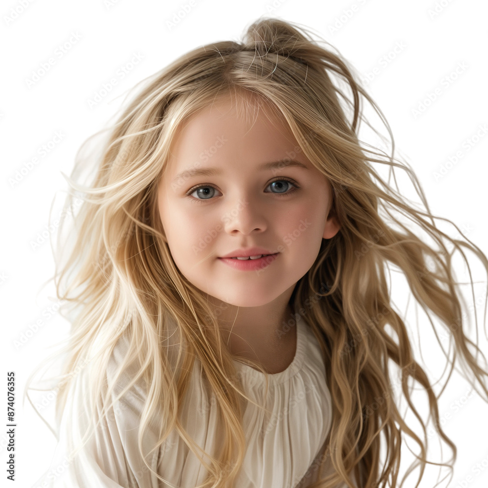 Cute Girl with Long Blonde Hair, isolated on transparent background. Cute Girl with Long Blonde Hair, isolated on transparent background.