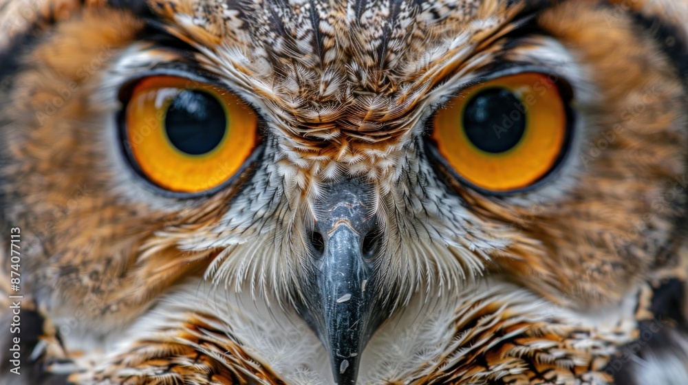 Close-Up of an Owl's Intense Gaze Close-Up of an Owl's Intense Gaze