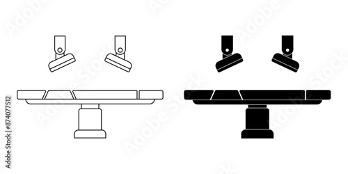 side view surgical table icon set