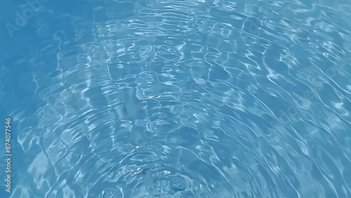 Blue water with ripples on the surface. Defocus blurred transparent blue colored clear calm water surface texture with splashes and bubbles. Water waves with shining pattern texture background.