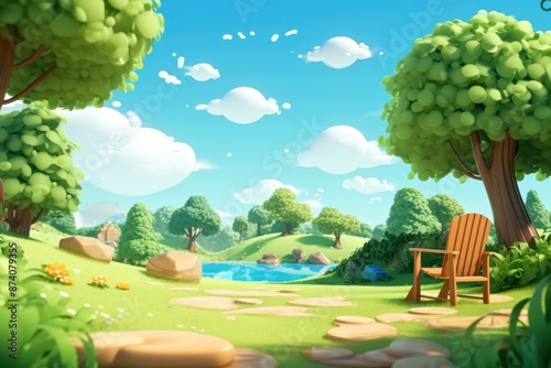 Fototapeta Naklejka Na Ścianę i Meble -  Outdoors landscape cartoon nature.