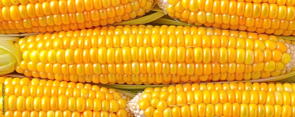 A row of yellow corn taken from above A row of yellow corn taken from above