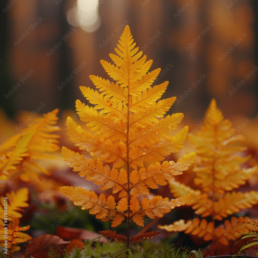 Vibrant Contrast: Unique Orange Fern Among Yellow Ferns in Full-Frame Digital Photograph Vibrant Contrast: Unique Orange Fern Among Yellow Ferns in Full-Frame Digital Photograph