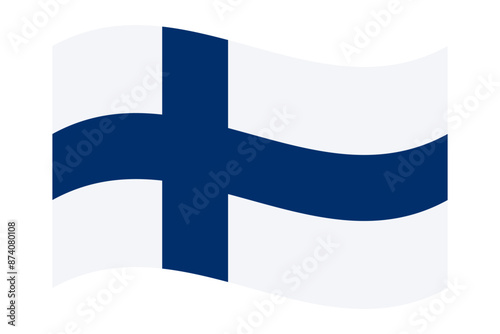 Wavy Flag of Finland, isolated on transparent background. Vector illustration