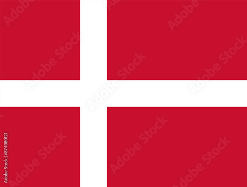 The official national flag of Denmark. Flag of the Kingdom of Denmark. Nordic cross. Nordic country. Correct proportions and colors. Vector illustration