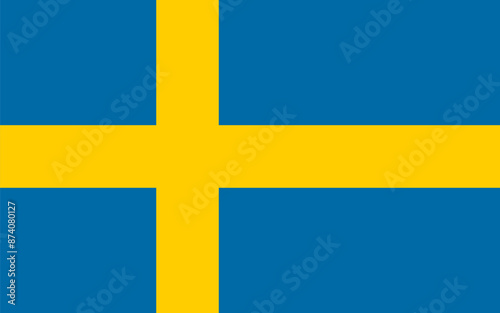 The official national flag of Sweden. Flag of the Kingdom of Sweden. Nordic country. Nordic cross. Correct proportions and colors. Vector illustration
