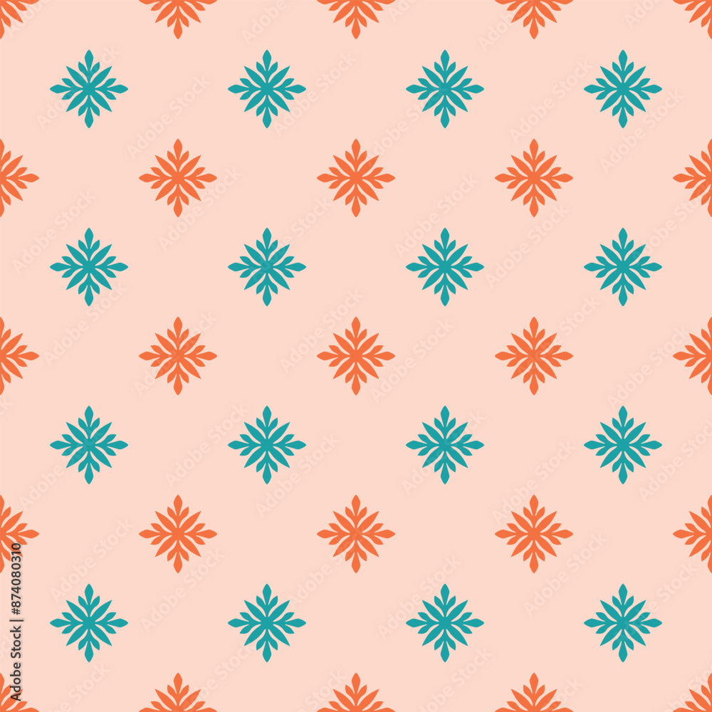 A pattern of squares with blue and orange colors A pattern of squares with blue and orange colors