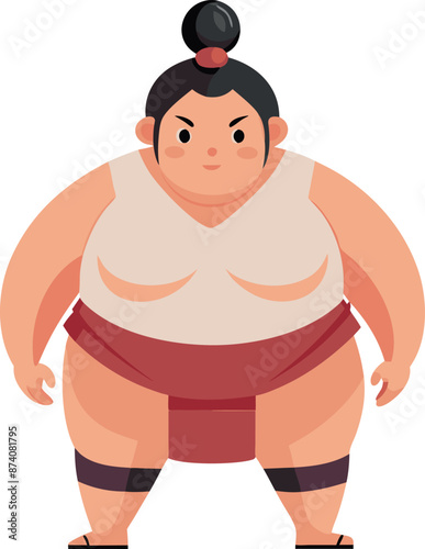 Animated Sumo Wrestler Character Illustration In Fighting Stance