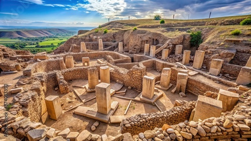 Archaeological site of Gobeklitepe in Sanliurfa, Turkey the world's oldest temple ruins, Gobeklitepe, Sanliurfa photo