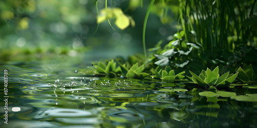 Natural background from water and plants background