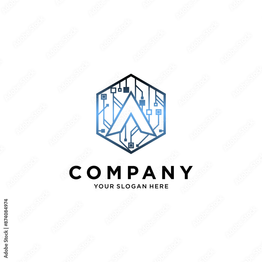 Letter A digital logo vector Letter A digital logo vector