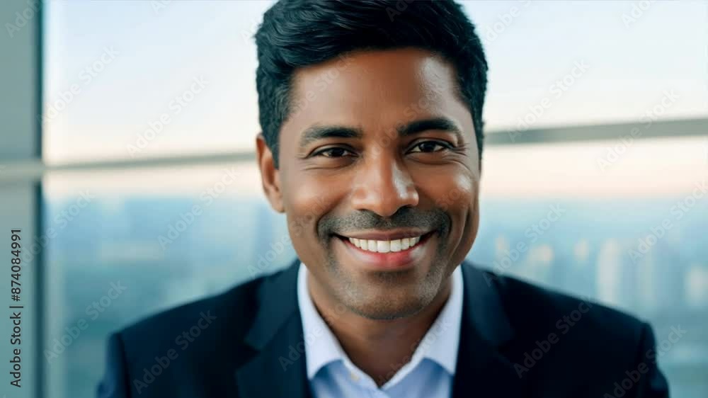 Confident Indian businessman is happy at the office Confident Indian businessman is happy at the office
