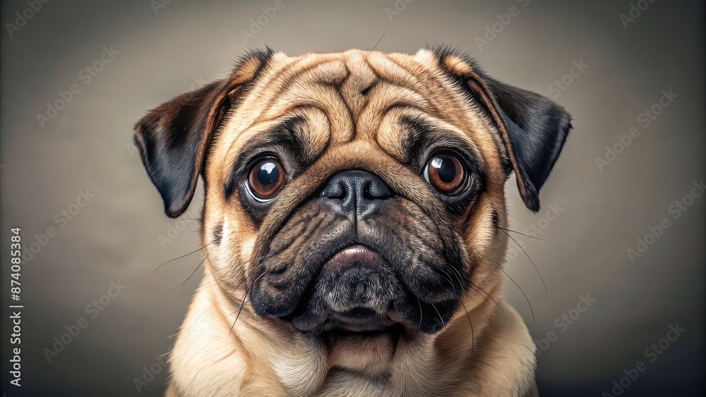 Adorable pug dog with wrinkled face and big eyes, pug, animal, pet, cute, wrinkled, small, breed, domestic, canine, mammal Adorable pug dog with wrinkled face and big eyes, pug, animal, pet, cute, wrinkled, small, breed, domestic, canine, mammal
