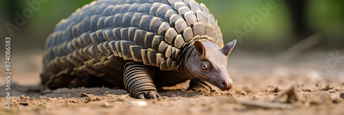 Detailed Close-up View of a Wild Armadillo in Natural Habitat - An Exquisite Display of Nature's Armor