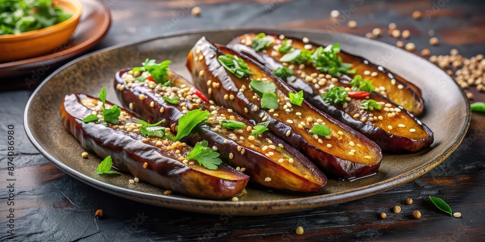 Chinese eggplants in oyster and soy sauce with sesame seeds, glossy and sweet, Chinese, eggplant, oyster sauce Chinese eggplants in oyster and soy sauce with sesame seeds, glossy and sweet, Chinese, eggplant, oyster sauce
