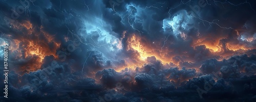 storm midnight tempest A fierce midnight storm with lightning illuminating the dark sky photo