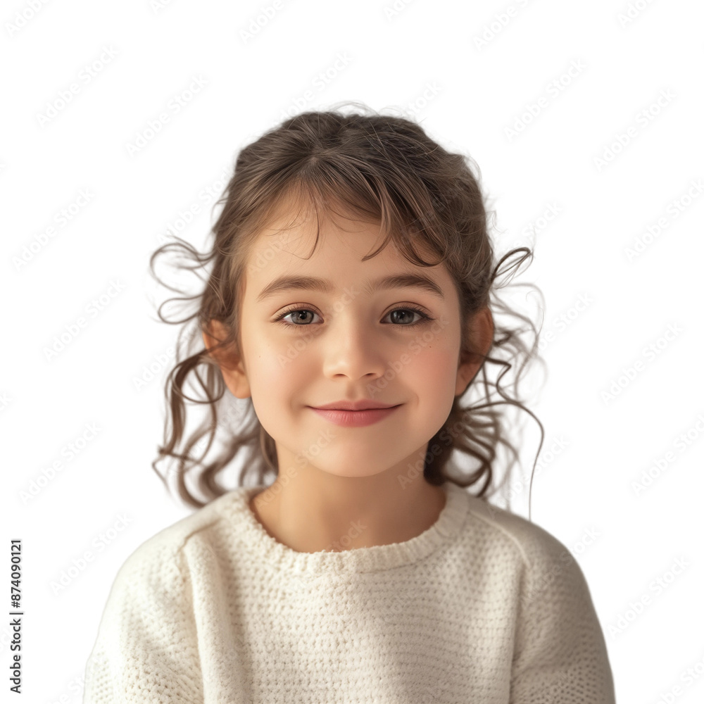 Smiling Girl in White Sweater, isolated on transparent background. Smiling Girl in White Sweater, isolated on transparent background.