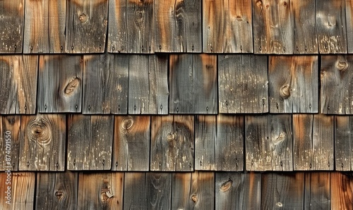 Close-Up of Rustic Wooden Shingles