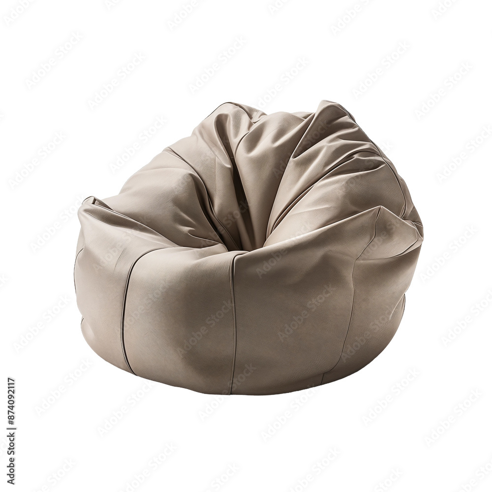 Cozy beige bean bag chair, isolated on transparent background. Cozy beige bean bag chair, isolated on transparent background.