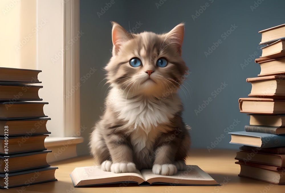 a large mountain of books and textbooks and a cat reading a large mountain of books and textbooks and a cat reading