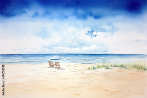 Beach furniture landscape shoreline. © Rawpixel.com