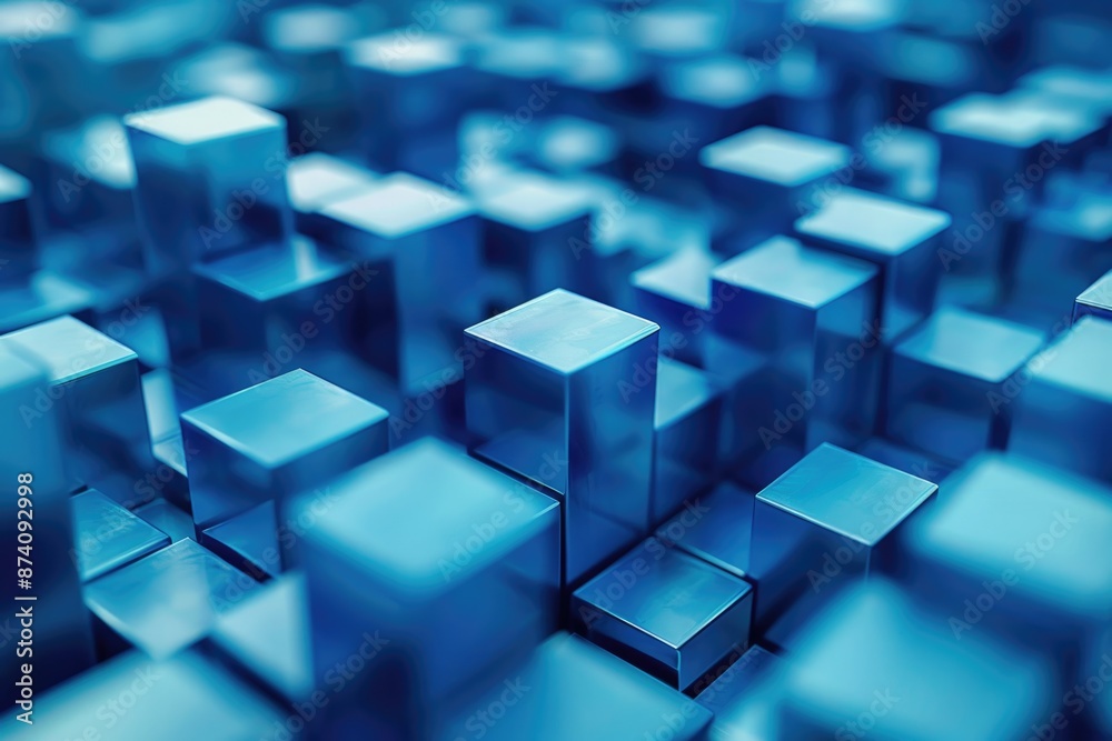 Cubes. Three-Dimensional Cubes in Abstract Blue Background for Futuristic Business Concept Cubes. Three-Dimensional Cubes in Abstract Blue Background for Futuristic Business Concept