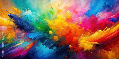 Wallpaper Mural Abstract paint background with vibrant colors and dynamic brush strokes, paint, abstract, background, vibrant, colors Torontodigital.ca