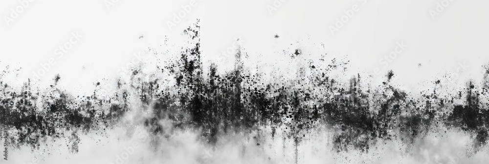 A highly detailed abstract background featuring a monochrome pixelated landscape of varying heights and patterns.