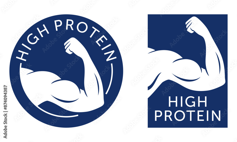 Fototapeta premium High Protein circular and rectangular label