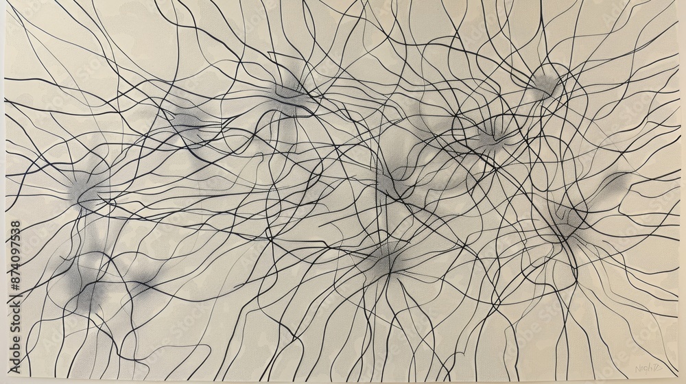 Abstract Black Lines Artwork on White Background Abstract Black Lines Artwork on White Background