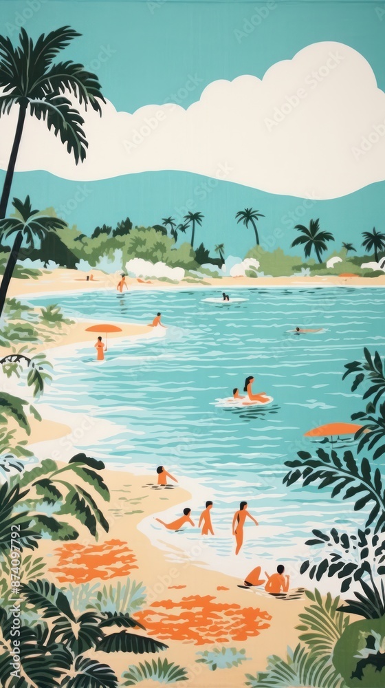 Obraz premium Summer people nature outdoors painting.