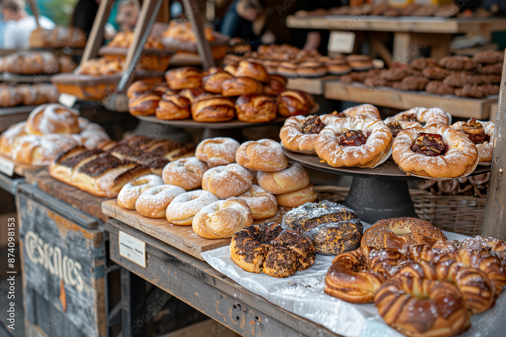 Freshly baked goods at a country market stall Freshly baked goods at a country market stall