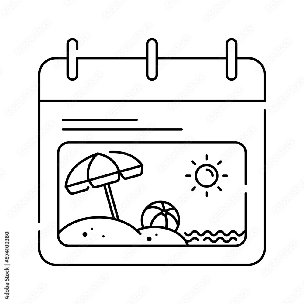 Calendar icon. calendar, summer, beach, vacation, planner, holiday. Vector icon illustration Calendar icon. calendar, summer, beach, vacation, planner, holiday. Vector icon illustration