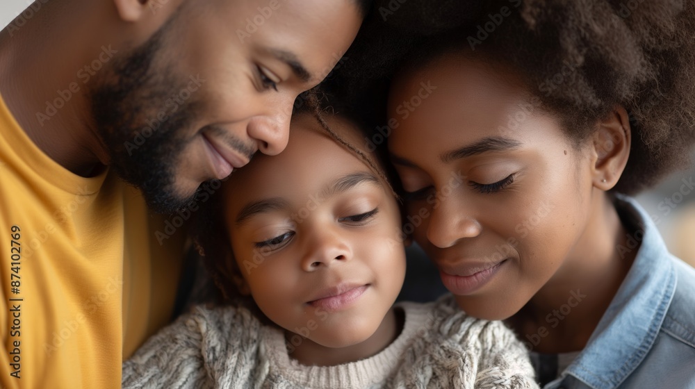 Close-up of a loving family sharing a tender moment together, exuding warmth and affection. Close-up of a loving family sharing a tender moment together, exuding warmth and affection.