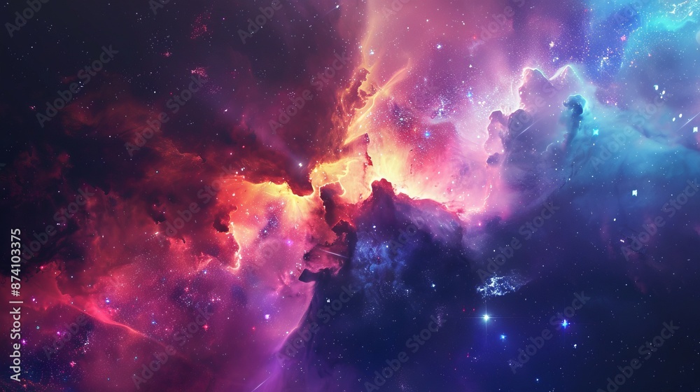 Naklejka premium Abstract bokeh background resembling galaxy clusters, creating a mesmerizing cosmic effect