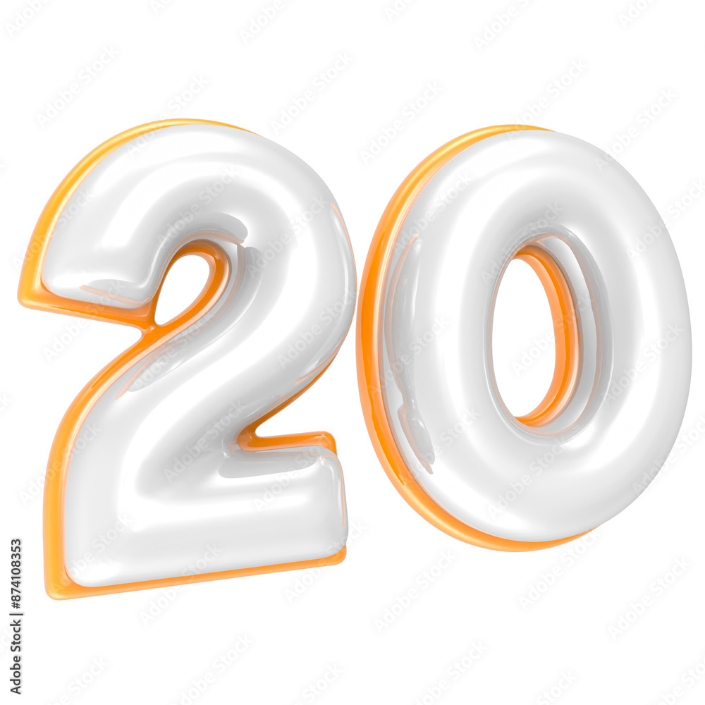 20 Number 3D Render 20 Number 3D Render